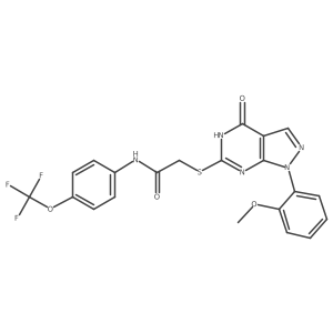 2-((1-(2-methoxyphenyl)-4-oxo-4,5-dihydro-1H-pyrazolo[3,4-d]pyrimidin-6-yl)thio)-N-(4-(trifluoromethoxy)phenyl)acetamide结构式