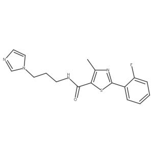 2-(2-fluorophenyl)-N-[3-(1H-imidazol-1-yl)propyl]-4-methyl-1,3-thiazole-5-carboxamide结构式