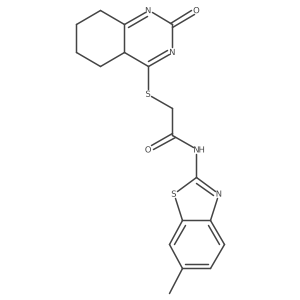 N-(6-methyl-1,3-benzothiazol-2-yl)-2-[(2-oxo-5,6,7,8-tetrahydro-4aH-quinazolin-4-yl)sulfanyl]acetamide结构式