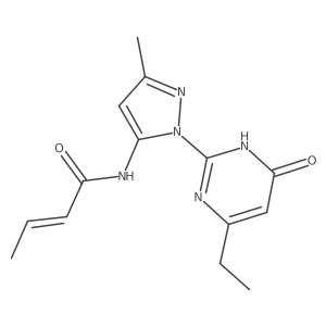 (E)-N-(1-(4-ethyl-6-oxo-1,6-dihydropyrimidin-2-yl)-3-methyl-1H-pyrazol-5-yl)but-2-enamide结构式