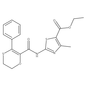 Ethyl 4-methyl-2-{[(3-phenyl-5,6-dihydro-1,4-oxathiin-2-yl)carbonyl]amino}-1,3-thiazole-5-carboxylate Structure