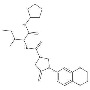 N-[(2S)-1-(cyclopentylamino)-3-methyl-1-oxopentan-2-yl]-1-(2,3-dihydro-1,4-benzodioxin-6-yl)-5-oxopyrrolidine-3-carboxamide Structure