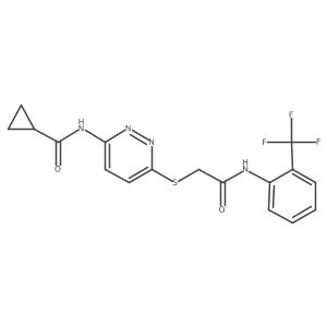 N-{6-[({[2-(trifluoromethyl)phenyl]carbamoyl}methyl)sulfanyl]pyridazin-3-yl}cyclopropanecarboxamide结构式