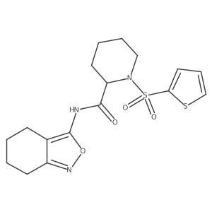 N-(4,5,6,7-tetrahydrobenzo[c]isoxazol-3-yl)-1-(thiophen-2-ylsulfonyl)piperidine-2-carboxamide结构式