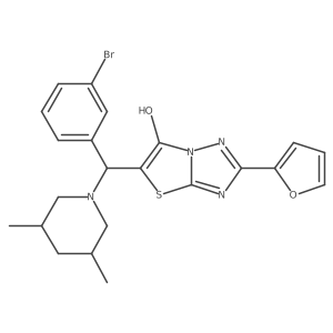5-((3-Bromophenyl)(3,5-dimethylpiperidin-1-yl)methyl)-2-(furan-2-yl)thiazolo[3,2-b][1,2,4]triazol-6-ol Structure