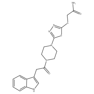 2-((5-(4-(2-(1H-indol-3-yl)acetyl)piperazin-1-yl)-1,3,4-thiadiazol-2-yl)thio)acetamide Structure