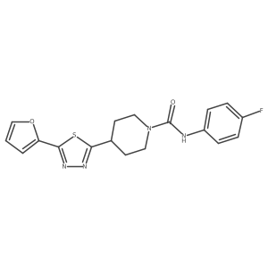 N-(4-fluorophenyl)-4-[5-(furan-2-yl)-1,3,4-thiadiazol-2-yl]piperidine-1-carboxamide结构式