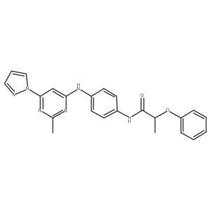 N-(4-((2-methyl-6-(1H-pyrazol-1-yl)pyrimidin-4-yl)amino)phenyl)-2-phenoxypropanamide结构式