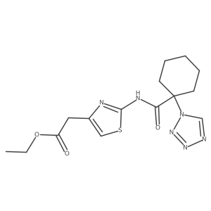 ethyl [2-({[1-(1H-tetrazol-1-yl)cyclohexyl]carbonyl}amino)-1,3-thiazol-4-yl]acetate Structure
