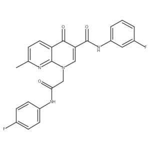 N-(3-fluorophenyl)-1-(2-((4-fluorophenyl)amino)-2-oxoethyl)-7-methyl-4-oxo-1,4-dihydro-1,8-naphthyridine-3-carboxamide结构式