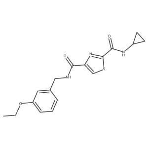 N2-cyclopropyl-N4-[(3-ethoxyphenyl)methyl]-1,3-thiazole-2,4-dicarboxamide结构式