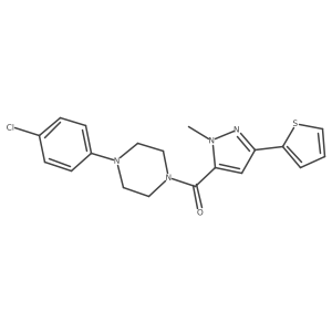 [4-(4-chlorophenyl)piperazino][1-methyl-3-(2-thienyl)-1H-pyrazol-5-yl]methanone结构式