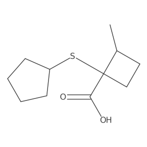 1-(Cyclopentylsulfanyl)-2-methylcyclobutane-1-carboxylic acid结构式