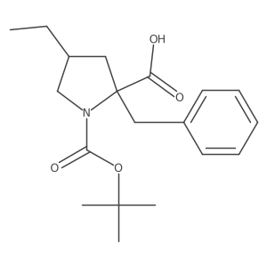 (2S)-1-(tert-butoxycarbonyl)-2-benzyl-4-ethylpyrrolidine-2-carboxylic acid结构式