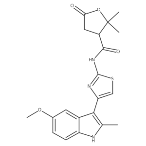 N-[4-(5-methoxy-2-methyl-1H-indol-3-yl)-1,3-thiazol-2-yl]-2,2-dimethyl-5-oxotetrahydro-3-furancarboxamide结构式