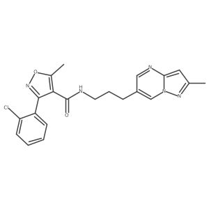 3-(2-chlorophenyl)-5-methyl-N-(3-(2-methylpyrazolo[1,5-a]pyrimidin-6-yl)propyl)isoxazole-4-carboxamide结构式