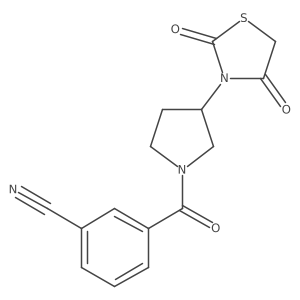 3-(3-(2,4-Dioxothiazolidin-3-yl)pyrrolidine-1-carbonyl)benzonitrile结构式