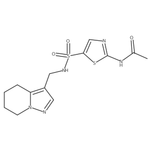 N-(5-(N-((4,5,6,7-tetrahydropyrazolo[1,5-a]pyridin-3-yl)methyl)sulfamoyl)thiazol-2-yl)acetamide结构式