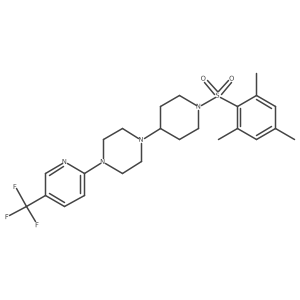 1-[5-(Trifluoromethyl)pyridin-2-yl]-4-[1-(2,4,6-trimethylbenzenesulfonyl)piperidin-4-yl]piperazine Structure