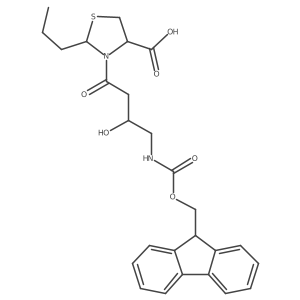 3-[4-({[(9H-fluoren-9-yl)methoxy]carbonyl}amino)-3-hydroxybutanoyl]-2-propyl-1,3-thiazolidine-4-carboxylic acid Structure