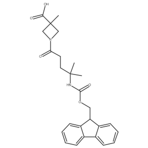 1-[4-({[(9H-fluoren-9-yl)methoxy]carbonyl}amino)-4-methylpentanoyl]-3-methylazetidine-3-carboxylic acid结构式