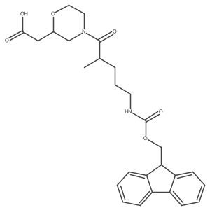 2-{4-[5-({[(9H-fluoren-9-yl)methoxy]carbonyl}amino)-2-methylpentanoyl]morpholin-2-yl}acetic acid结构式