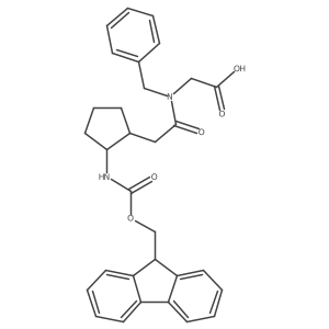 rac-2-{N-benzyl-2-[(1R,2S)-2-({[(9H-fluoren-9-yl)methoxy]carbonyl}amino)cyclopentyl]acetamido}acetic acid Structure