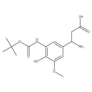3-Amino-3-(3-{[(tert-butoxy)carbonyl]amino}-4-hydroxy-5-methoxyphenyl)propanoic acid结构式
