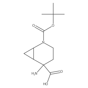 5-Amino-2-tert-butoxycarbonyl-2-azabicyclo[4.1.0]heptane-5-carboxylic acid结构式