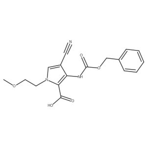 3-{[(benzyloxy)carbonyl]amino}-4-cyano-1-(2-methoxyethyl)-1H-pyrrole-2-carboxylic acid Structure