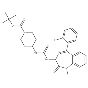 tert-butyl 4-({[5-(2-fluorophenyl)-1-methyl-2-oxo-2,3-dihydro-1H-1,4-benzodiazepin-3-yl]carbamoyl}amino)piperidine-1-carboxylate结构式