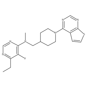 6-ethyl-5-fluoro-N-methyl-N-[(1-{thieno[2,3-d]pyrimidin-4-yl}piperidin-4-yl)methyl]pyrimidin-4-amine Structure