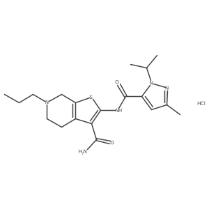 2-(1-isopropyl-3-methyl-1H-pyrazole-5-carboxamido)-6-propyl-4,5,6,7-tetrahydrothieno[2,3-c]pyridine-3-carboxamide hydrochloride Structure