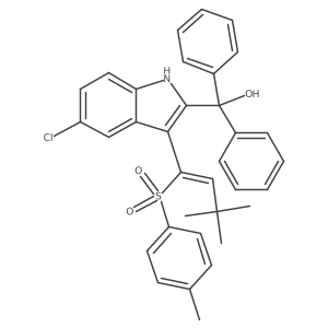 (E)-(5-Chloro-3-(3,3-dimethyl-1-tosylbut-1-en-1-yl)-1H-indol-2-yl)diphenylmethanol Structure