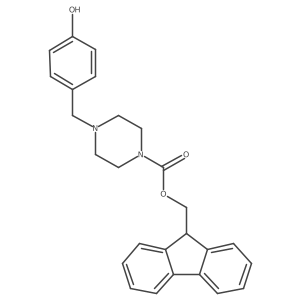 (9H-fluoren-9-yl)methyl 4-[(4-hydroxyphenyl)methyl]piperazine-1-carboxylate结构式