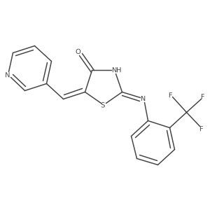 (2E,5Z)-5-(pyridin-3-ylmethylidene)-2-{[2-(trifluoromethyl)phenyl]imino}-1,3-thiazolidin-4-one Structure
