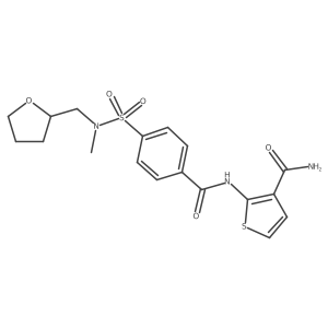 2-(4-(N-methyl-N-((tetrahydrofuran-2-yl)methyl)sulfamoyl)benzamido)thiophene-3-carboxamide Structure
