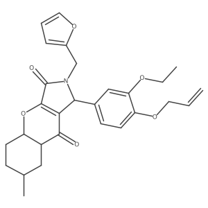 1-(3-ethoxy-4-prop-2-enoxyphenyl)-2-(furan-2-ylmethyl)-7-methyl-4a,5,6,7,8,8a-hexahydro-1H-chromeno[2,3-c]pyrrole-3,9-dione Structure