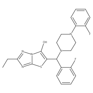 2-Ethyl-5-((2-fluorophenyl)(4-(2-fluorophenyl)piperazin-1-yl)methyl)thiazolo[3,2-b][1,2,4]triazol-6-ol结构式