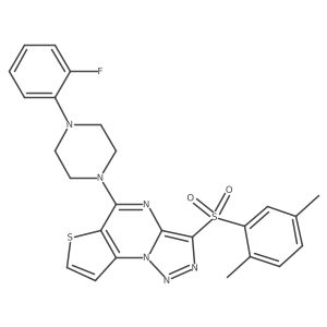 3-((2,5-Dimethylphenyl)sulfonyl)-5-(4-(2-fluorophenyl)piperazin-1-yl)thieno[2,3-e][1,2,3]triazolo[1,5-a]pyrimidine Structure