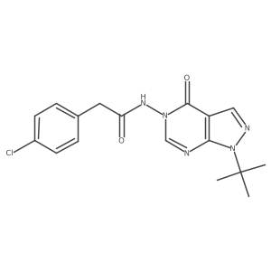 N-(1-(tert-butyl)-4-oxo-1H-pyrazolo[3,4-d]pyrimidin-5(4H)-yl)-2-(4-chlorophenyl)acetamide结构式