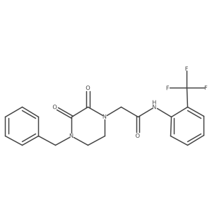 2-(4-benzyl-2,3-dioxopiperazin-1-yl)-N-[2-(trifluoromethyl)phenyl]acetamide结构式