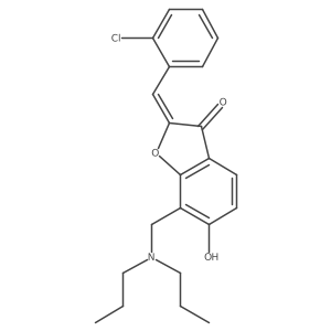 (2Z)-2-(2-chlorobenzylidene)-7-[(dipropylamino)methyl]-6-hydroxy-1-benzofuran-3(2H)-one结构式