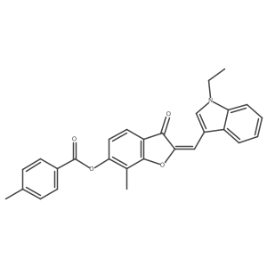 (2E)-2-[(1-ethyl-1H-indol-3-yl)methylidene]-7-methyl-3-oxo-2,3-dihydro-1-benzofuran-6-yl 4-methylbenzoate结构式