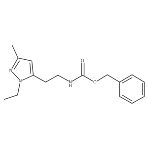 [2-(2-Ethyl-5-methyl-2H-pyrazol-3-yl)-ethyl]-carbamic acid benzyl ester Structure