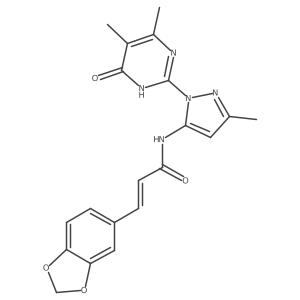 (E)-3-(benzo[d][1,3]dioxol-5-yl)-N-(1-(4,5-dimethyl-6-oxo-1,6-dihydropyrimidin-2-yl)-3-methyl-1H-pyrazol-5-yl)acrylamide结构式