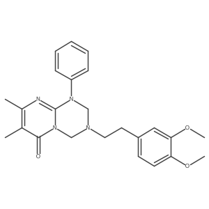 3-(2-cyclohex-1-en-1-ylethyl)-7,8-dimethyl-1-phenyl-1,2,3,4-tetrahydro-6H-pyrimido[1,2-a][1,3,5]triazin-6-one Structure