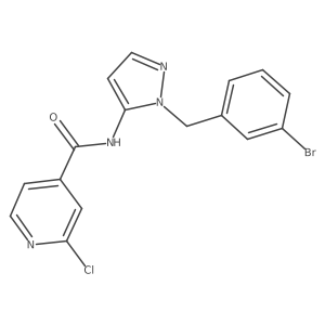 N-{1-[(3-bromophenyl)methyl]-1H-pyrazol-5-yl}-2-chloropyridine-4-carboxamide结构式