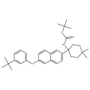 tert-Butyl 2,2-dimethyl-5-(6-(3-(trifluoromethyl)phenoxy)naphthalen-2-yl)-1,3-dioxan-5-ylcarbamate Structure