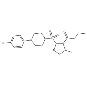 Ethyl 3-[4-(4-chlorophenyl)piperazin-1-yl]sulfonyl-5-methylpyrazolidine-4-carboxylate结构式